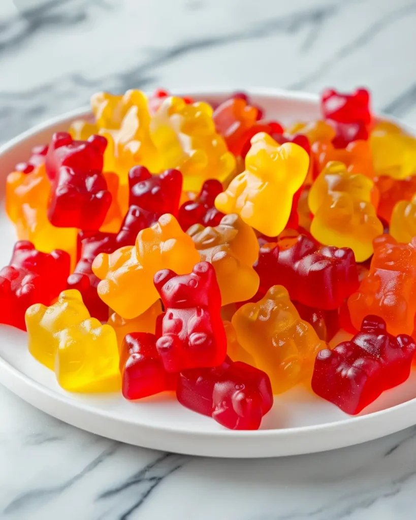 Homemade healthy gummies made with gelatin powder and fruit juice