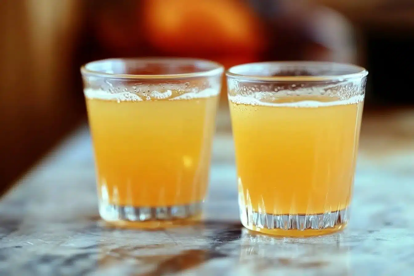 Healthy apple cider vinegar shots in small glasses for wellness