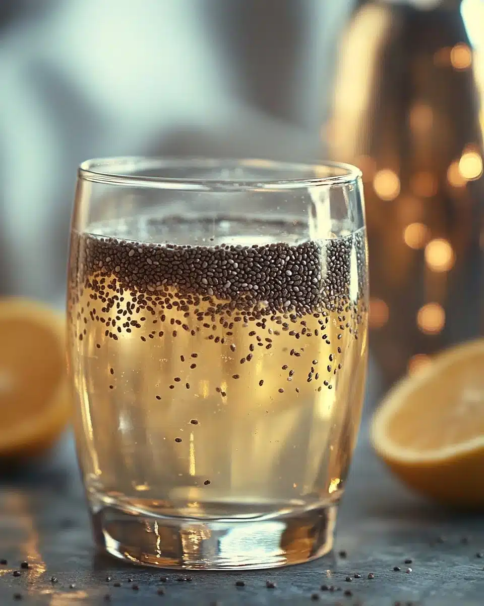 Chia seed metabolism drink with fresh ingredients for health.