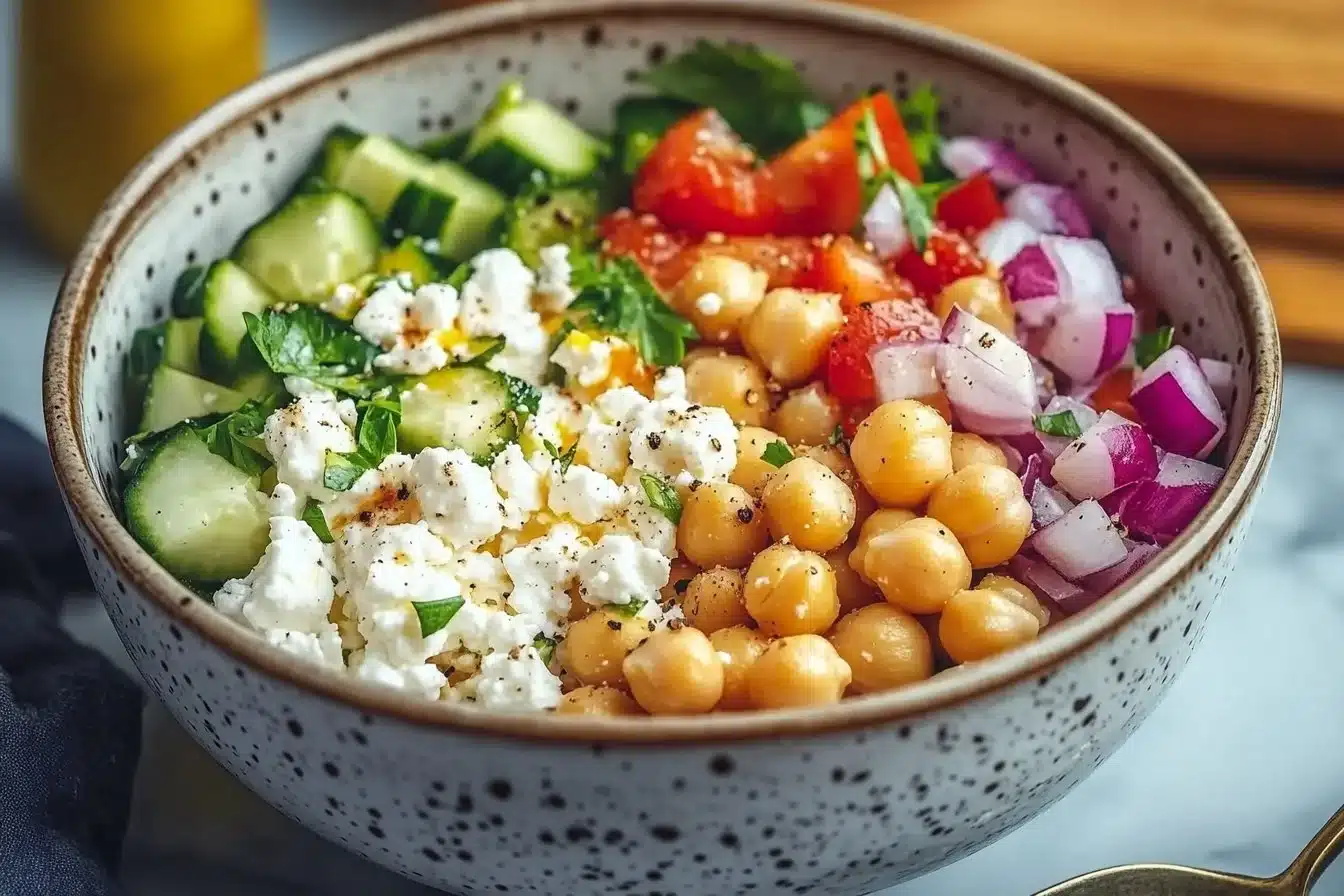 Cottage Cheese and Chickpea Salad Bowl