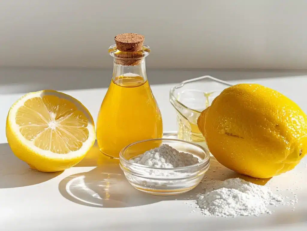 Gelatin ACV Lemon Recipe for Weight Loss: The 3-Ingredient Pre-Meal Trick That's Going Viral (2026) 9 Three ingredients for the gelatin ACV lemon recipe: unflavored gelatin powder, raw apple cider vinegar, and fresh lemon