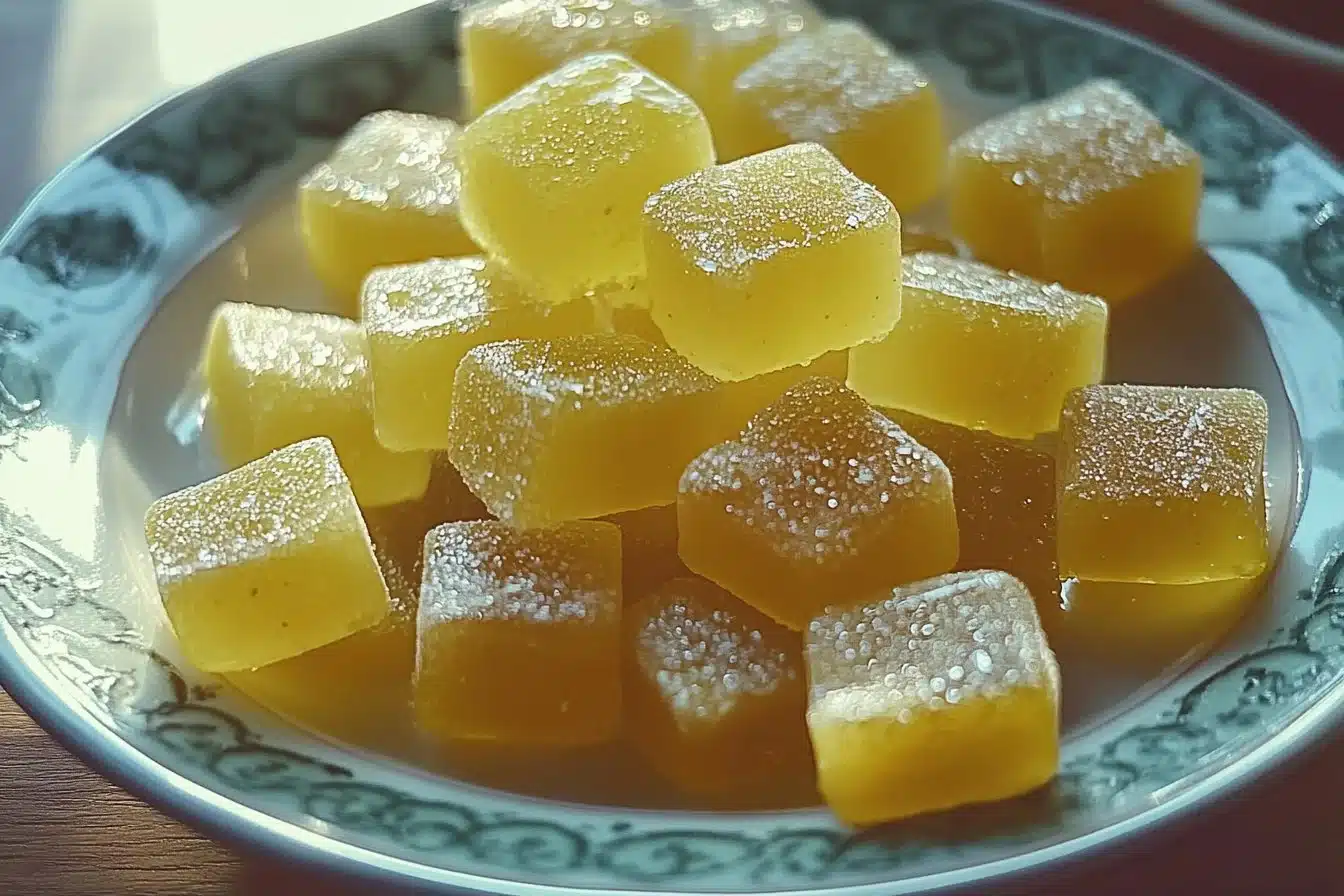 Green tea chews with lemon and ginger flavor for a healthy snack