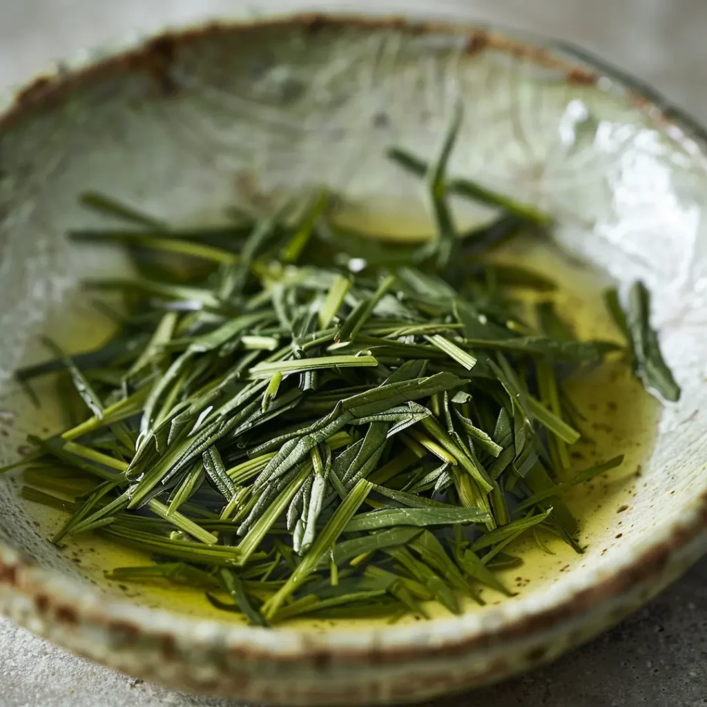 Japanese sencha green tea loose leaves showing vibrant emerald color and quality