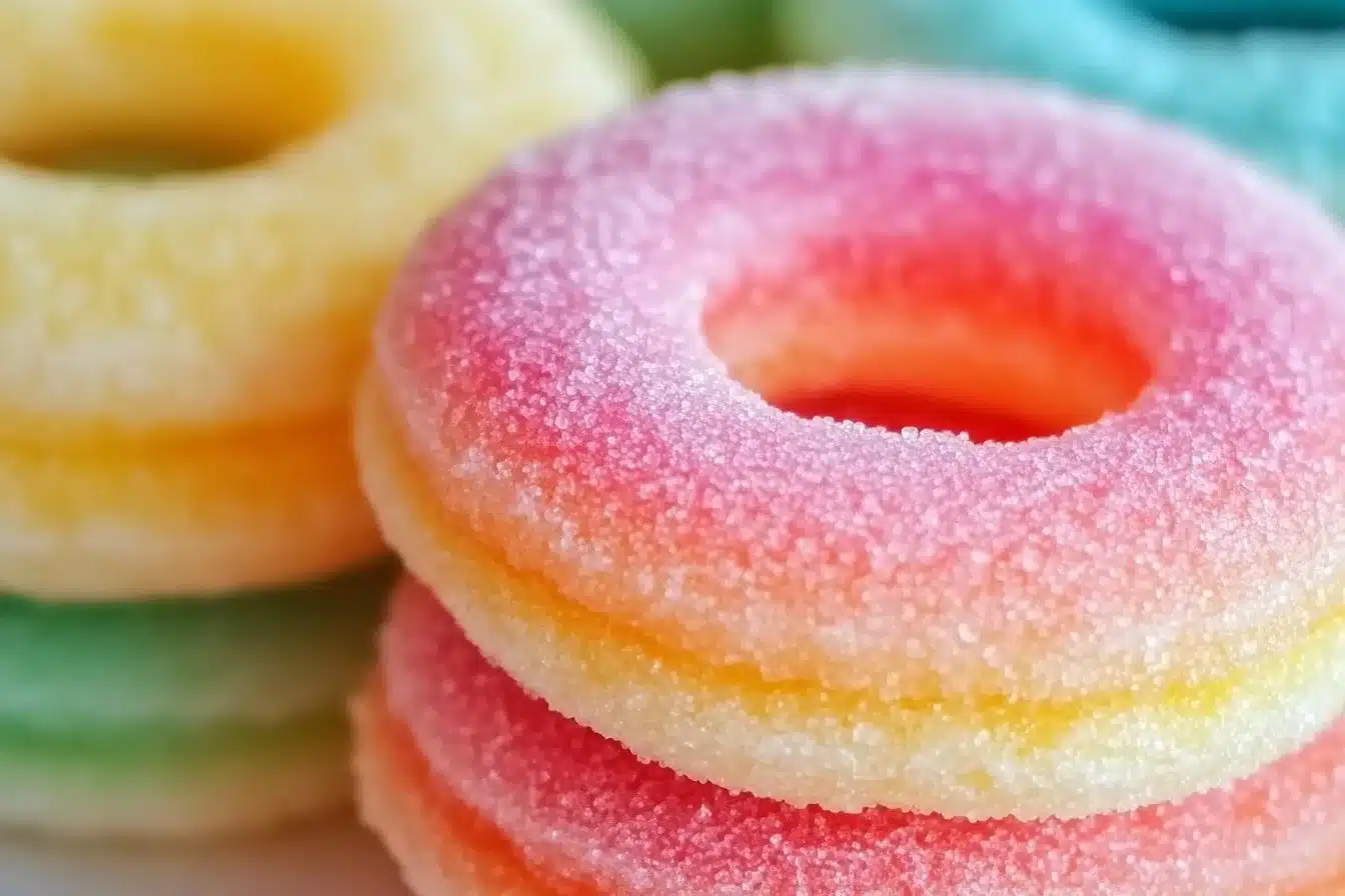 Colorful Jello Sugar Cookies displayed on a plate, showcasing their fun designs.