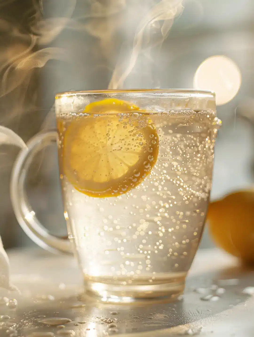 Jillian Michaels gelatin recipe with 3 ingredients in clear glass mug close up for weight loss