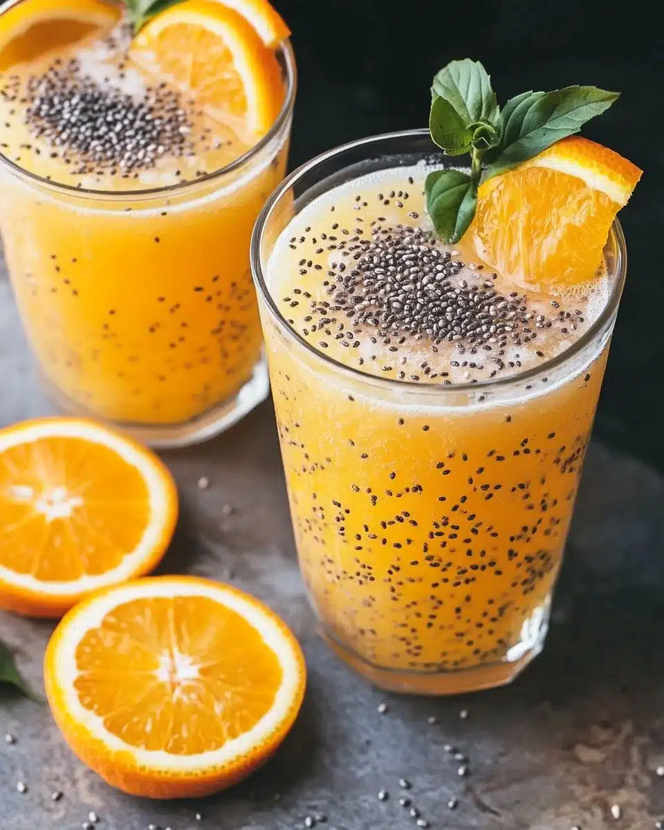 Orange Chia Seed Drink - a healthy refreshing beverage with chia seeds and orange flavor