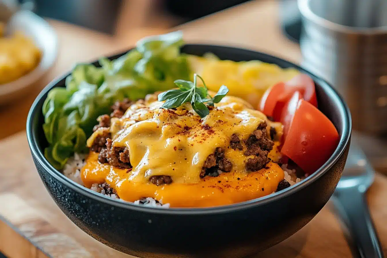 Quick Low-Carb Cheeseburger Bowl with Tangy Sauce 25 Quick Low-Carb Cheeseburger Bowl with Tangy Sauce