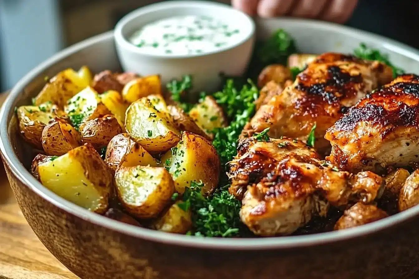 Skinny Chicken and Roasted Potato Bowl