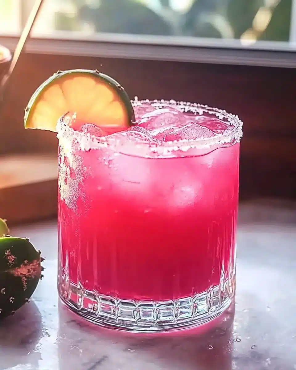 Sweet Prickly Pear Margarita Mocktail