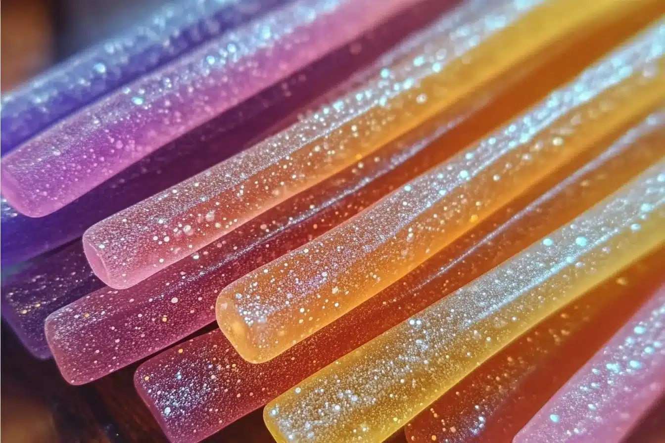 Tequila Stardust Gummy Wands in colorful packaging