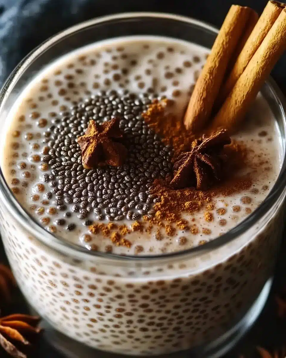 Bowl of vanilla cinnamon chia pudding topped with fresh fruits