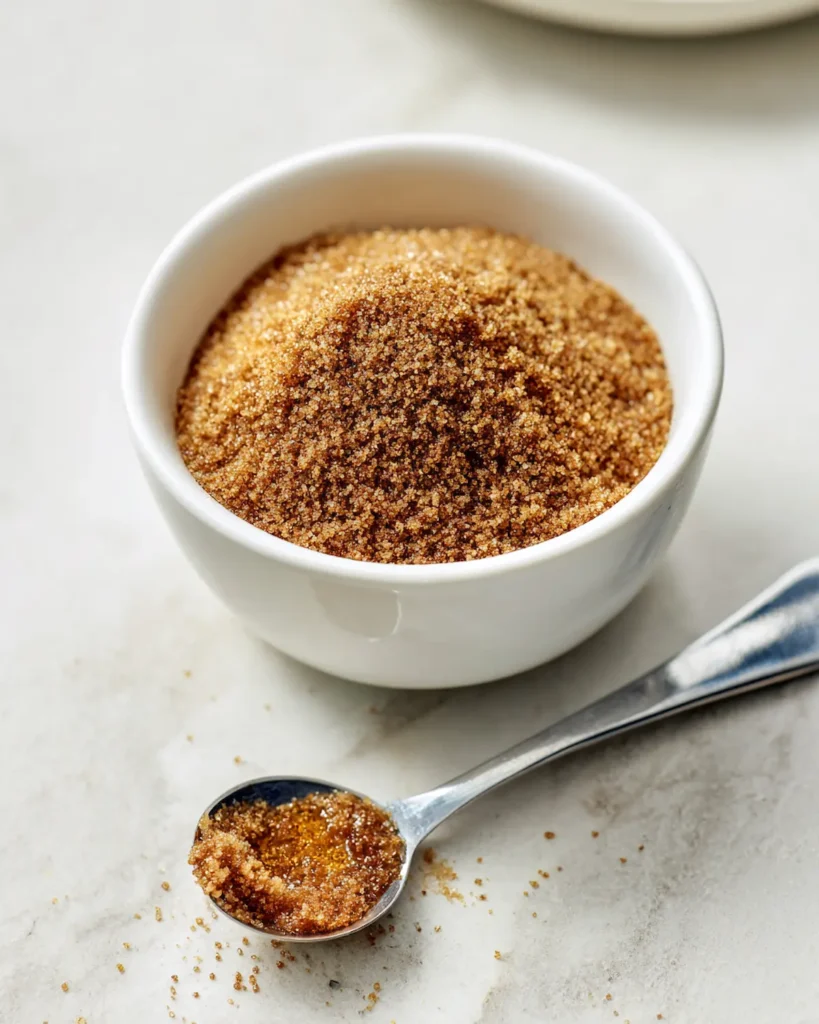 Ben-Carson-Honey-Recipe-Sugar-Caution Small white bowl of Ben Carson honey recipe beside a measuring teaspoon on a clean counter.