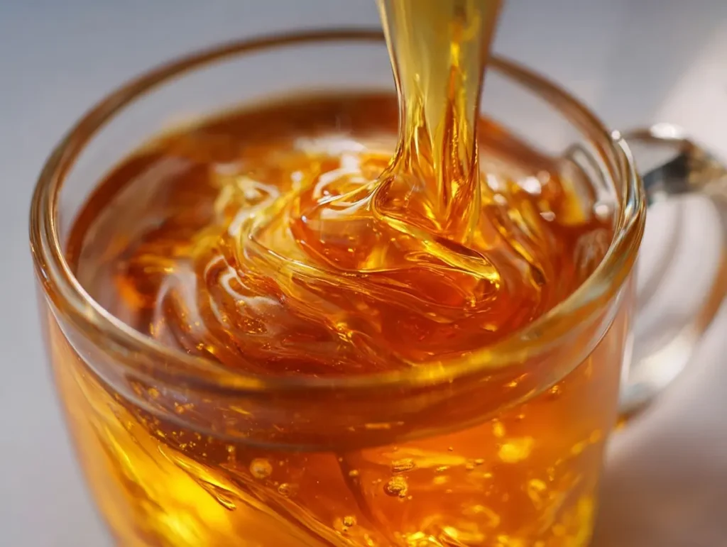raw honey dissolving into warm water for ben carson honey recipe