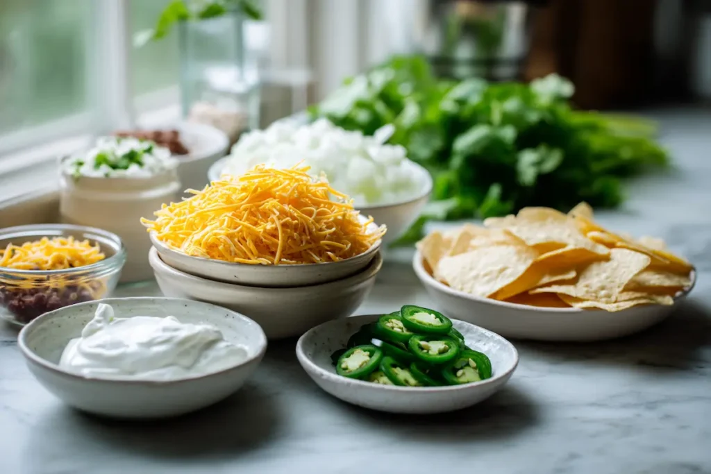 best-chili-recipe-toppings Toppings for best chili recipe including cheddar sour cream jalapeños and cilantro