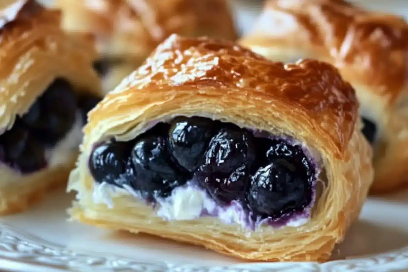 Blueberry Cream Cheese Puff Pastry with fresh blueberries and cream cheese filling