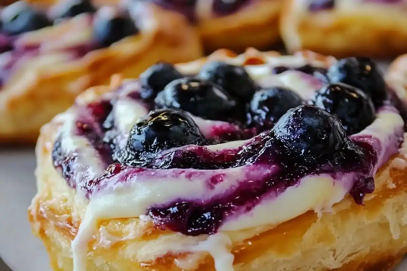 Delicious Blueberry Danish with Cream Cheese filling on a plate