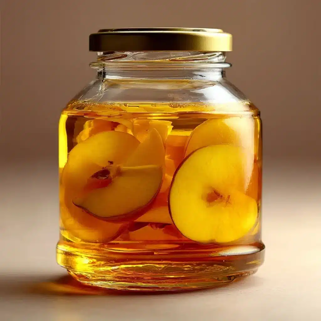  Glass jar filled with boiled apple tea for meal prep