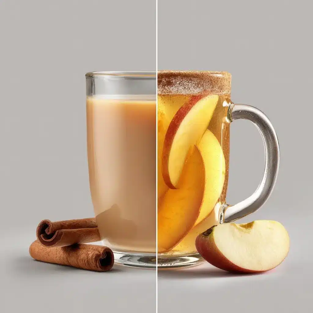 Visual examples of common boiled apple tea mistakes like peeled apples and over-cinnamon