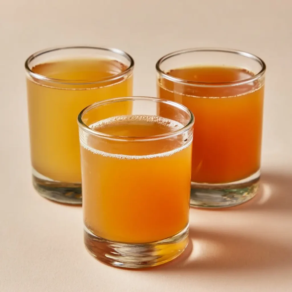 Three glasses of boiled apple tea variations for different health goals