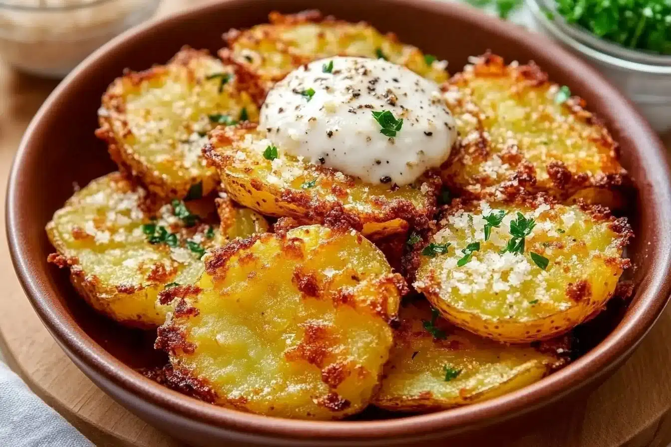 Crispy Garlic Parmesan Smashed Potatoes
