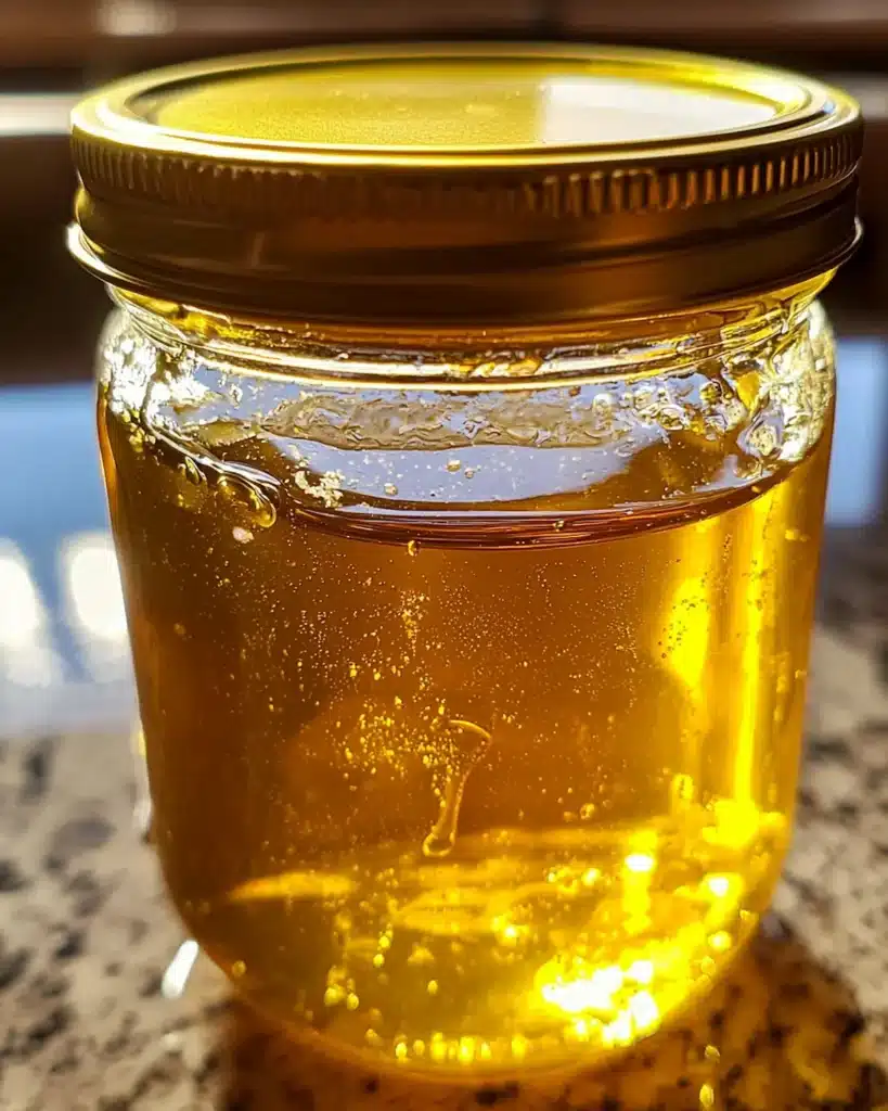 dr-gupta-honey-recipe-glass-jar-storage sealed jar of dr gupta honey recipe golden honey blend ready for storage close up