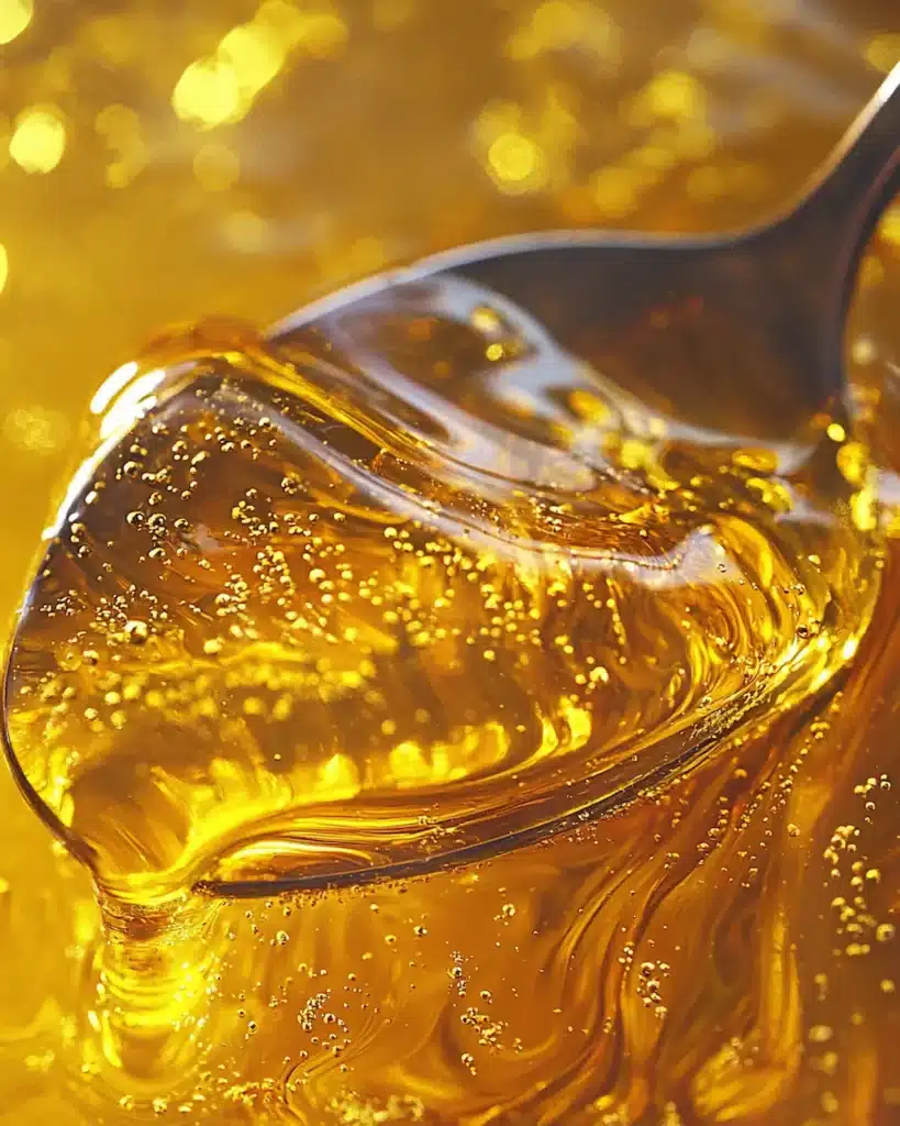 dr-gupta-honey-recipe-mixing-steps stirring dr gupta honey recipe turmeric swirling into honey inside glass jar close up