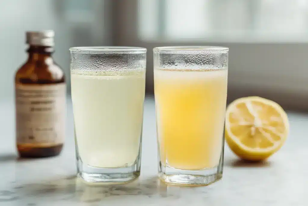 gelatin-acv-lemon-drink-weight-loss Lemon and ACV gelatin drink recipe weight loss variations side by side