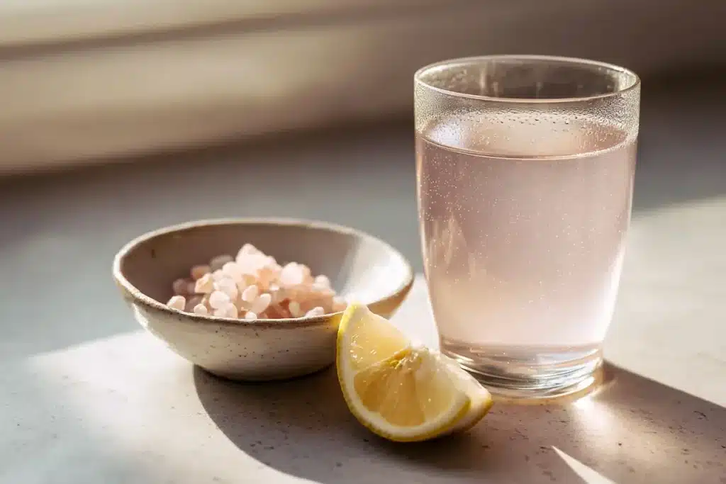 gelatin-drink-pink-salt-weight-loss Gelatin drink with pink salt weight loss variation on quartz counter