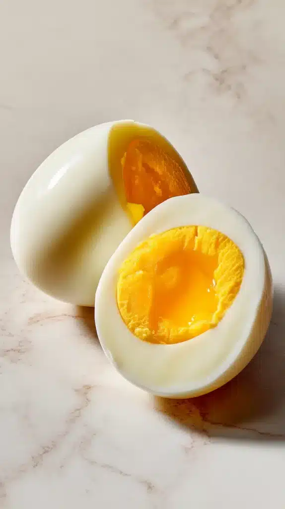 instant-pot-hard-boiled-eggs-yellow-yolk-cracked-open instant pot hard boiled eggs cracked open showing bright yellow yolk no green ring