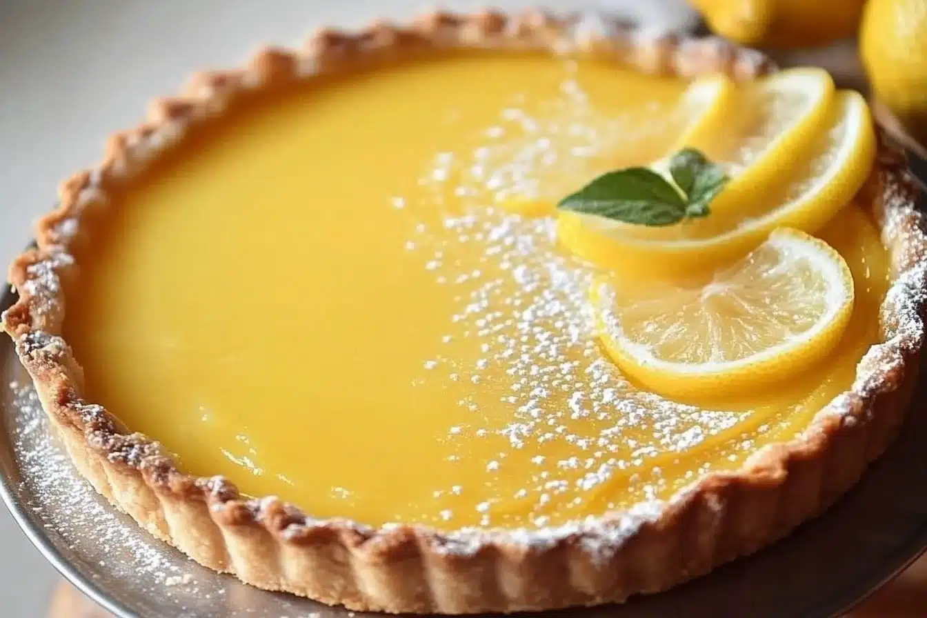 Delicious lemon curd tart with a buttery crust and vibrant lemon filling