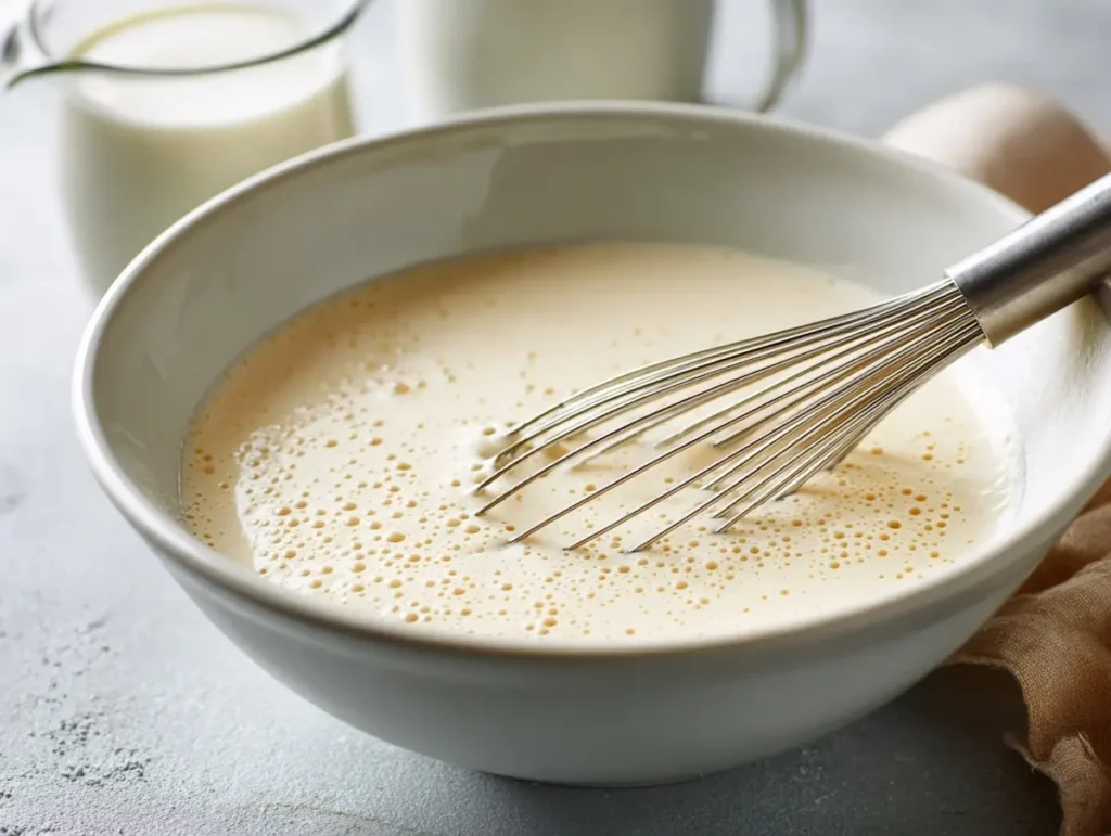 bowl of pancake batter made with homemade buttermilk from milk