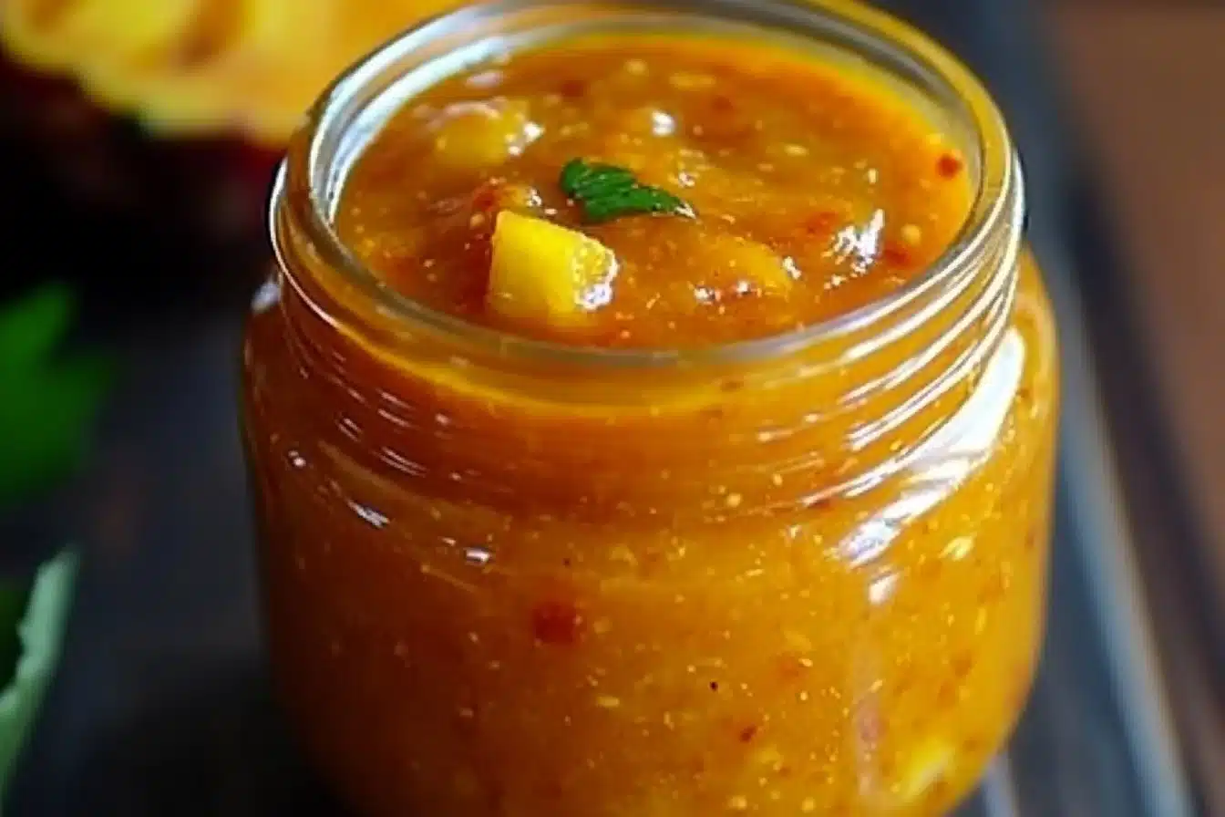 Pineapple Habanero Hot Sauce bottle with tropical flavor and heat