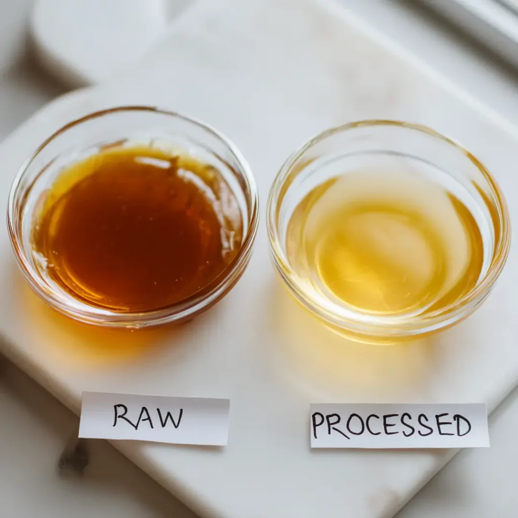 raw-honey-vs-processed-sea-salt raw vs processed honey comparison bowls for honey and sea salt recipe