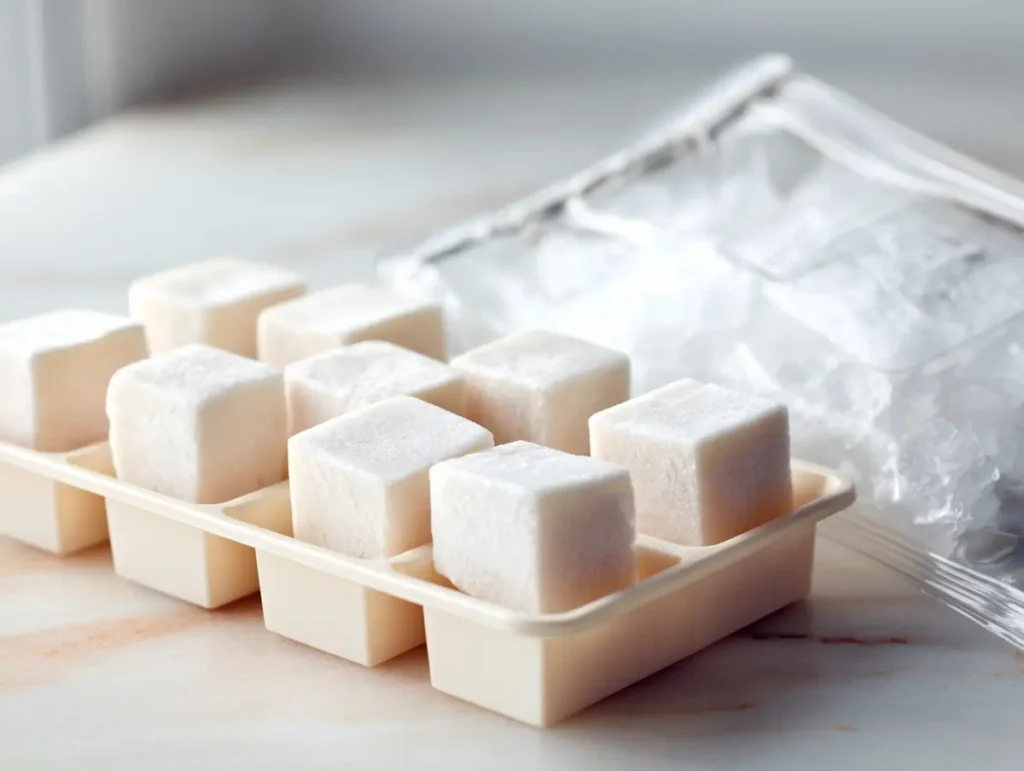 homemade buttermilk from milk frozen in ice cube tray