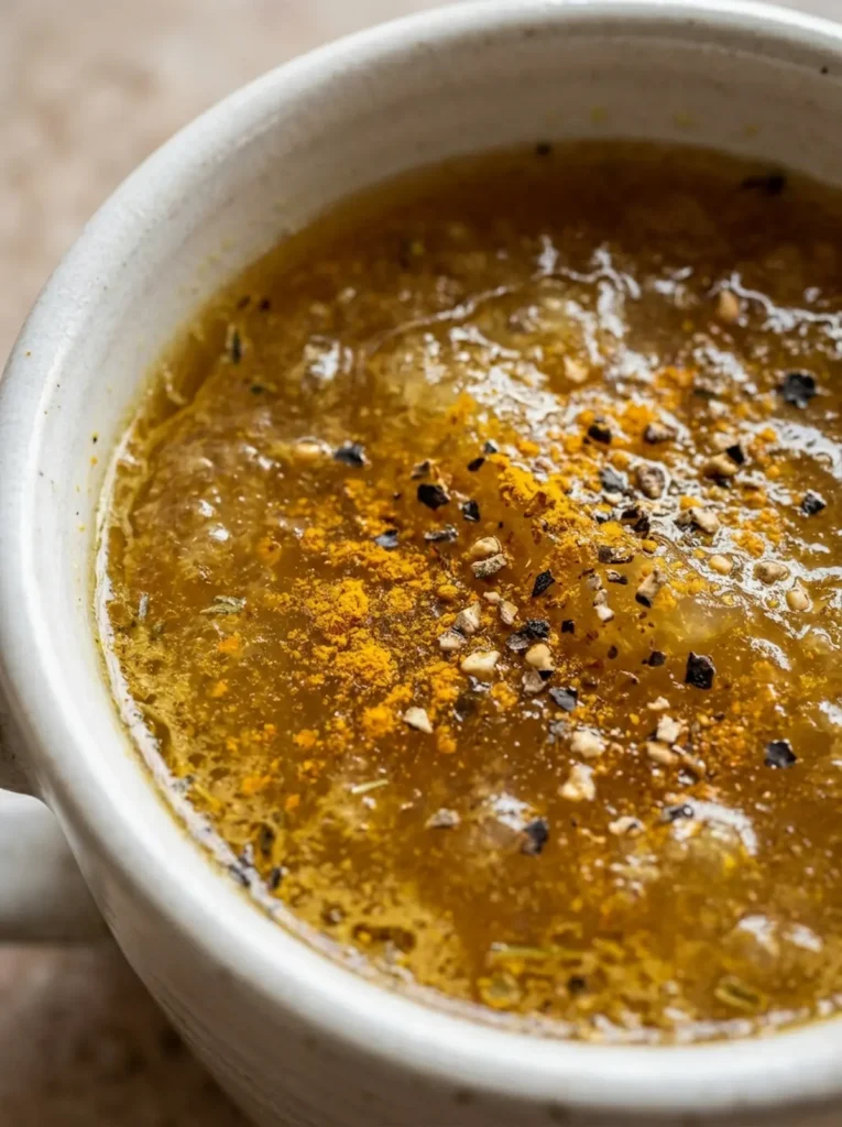 Bone broth gelatin variation of the Gelatin Glycine GLP-1 Natural Protocol in a white mug