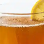 Close-up of a Gelatin Glycine GLP-1 Natural Protocol warm morning drink in a glass