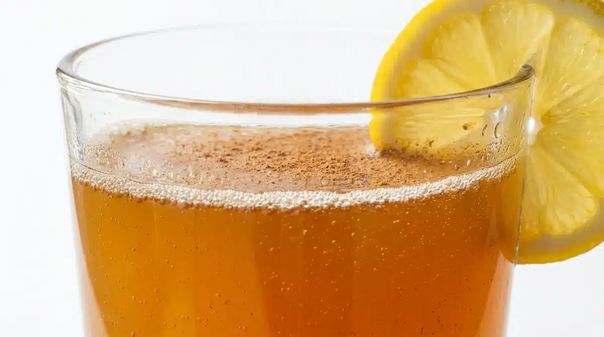 Close-up of a Gelatin Glycine GLP-1 Natural Protocol warm morning drink in a glass