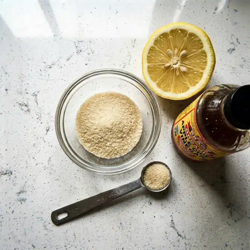 ingredients for serena williams gelatin trick recipe on white counter