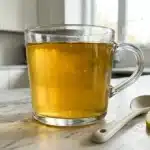 serena williams gelatin trick recipe in clear glass mug on marble counter