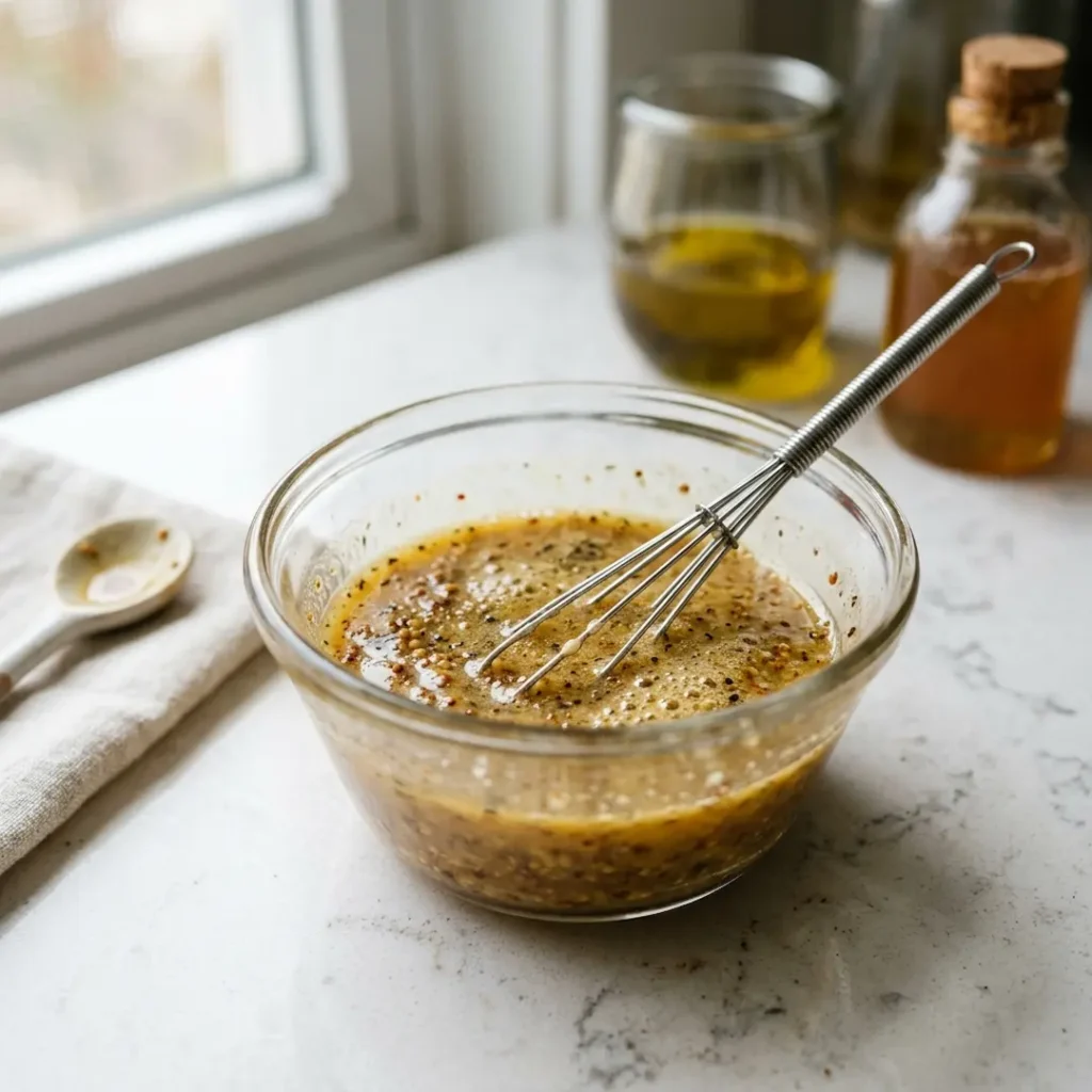 Savory salad dressing made with fermented garlic honey