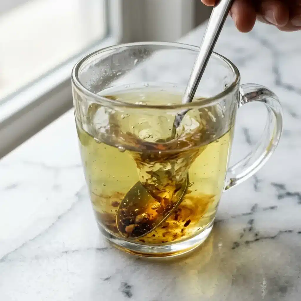 Stirring Dr William Li Honey into green tea