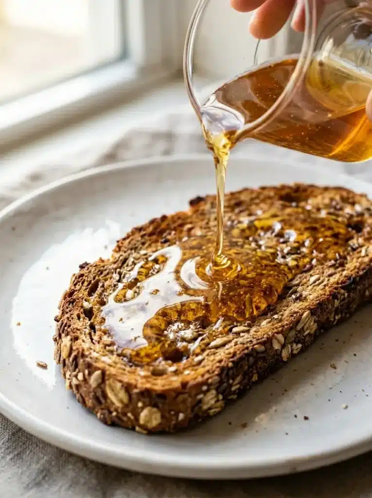 neuro honey blend drizzled on whole grain toast for daily brain routine