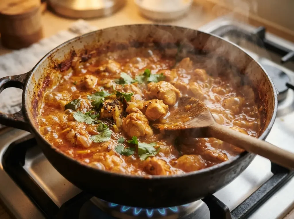 Chicken Curry Recipe: Rich, Comforting, and Restaurant-Style at Home 6 Chicken pieces simmering in chicken curry sauce