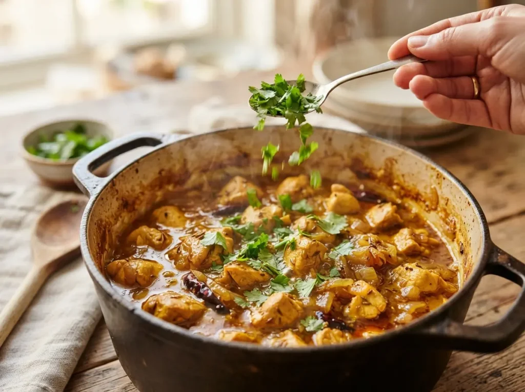 Chicken Curry Recipe: Rich, Comforting, and Restaurant-Style at Home 7 Fresh cilantro garnish sprinkled on chicken curry