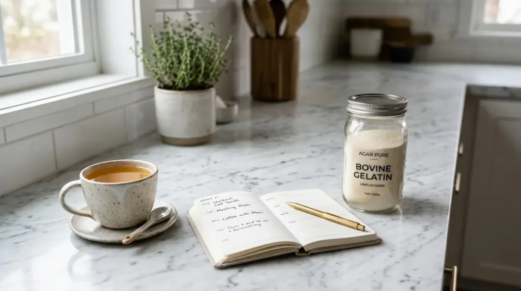 Horse Gelatin Protocol Menu: My Simple 7-Day Plan 4 horse gelatin protocol menu with weekly planner and finished gelatin drink