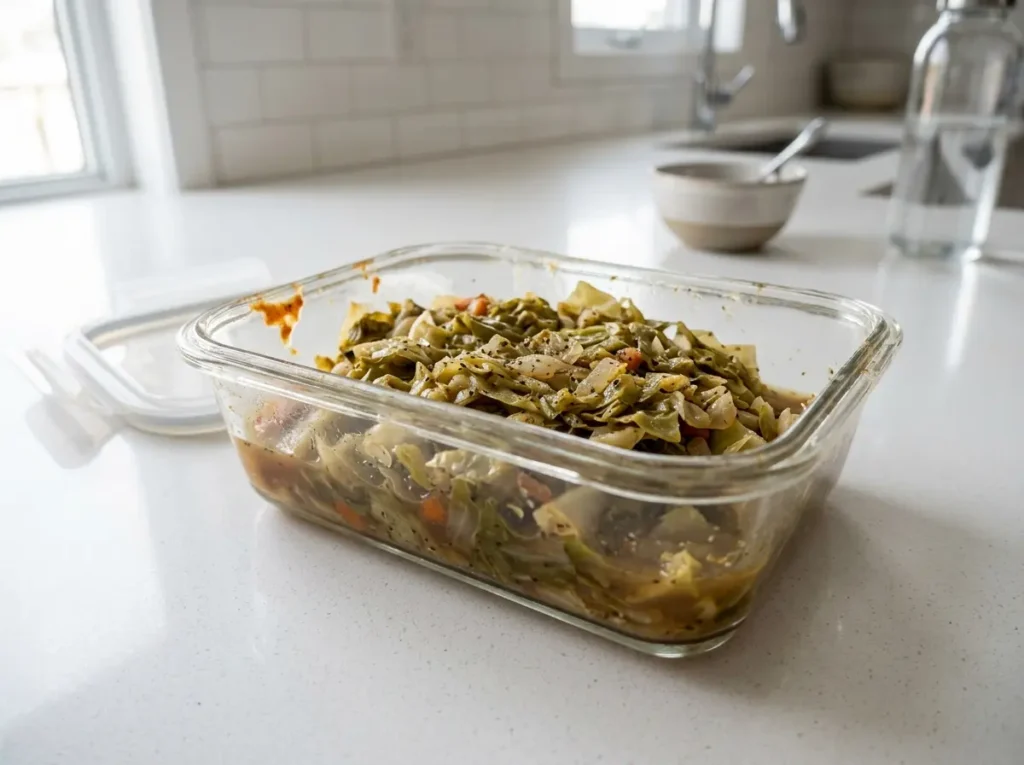Dirty Cabbage Recipe With Ground Beef: Smoky One-Pan Dinner 5 Dirty cabbage stored in a meal-prep container