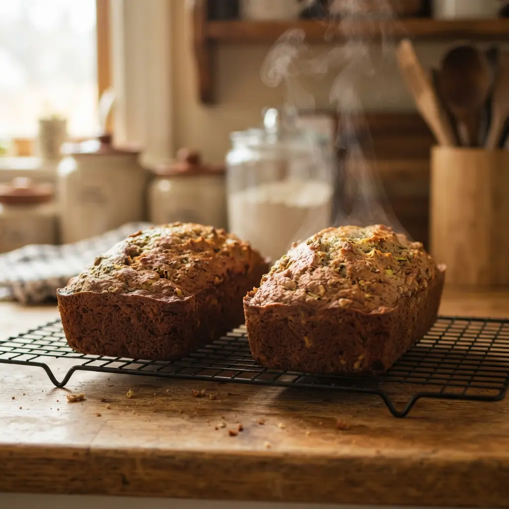 The Best Zucchini Bread Recipe: 7 Secrets for a Moist Loaf 5 Zucchini bread recipe loaves cooling on a wire rack
