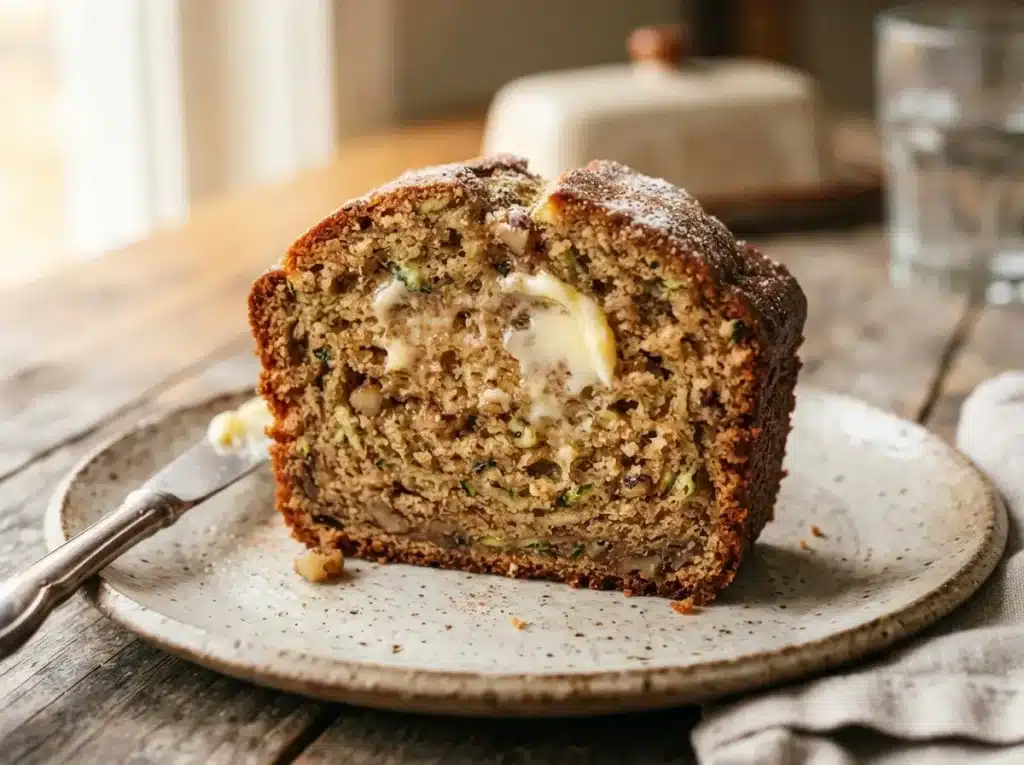 The Best Zucchini Bread Recipe: 7 Secrets for a Moist Loaf 6 Zucchini bread recipe slice showing moist crumb texture